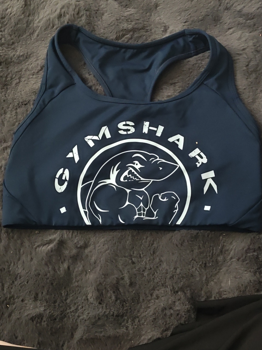Gymshark Navy and White Logo Racerback Sports Bra